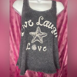 Popular Basics Gray and Black Live Laugh Love Tank Too